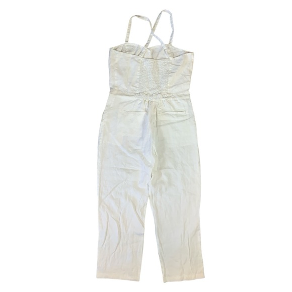 Faherty Ozzy Linen Jumpsuit relaxed leg front button sleeveless romper pants XL - Picture 3 of 14